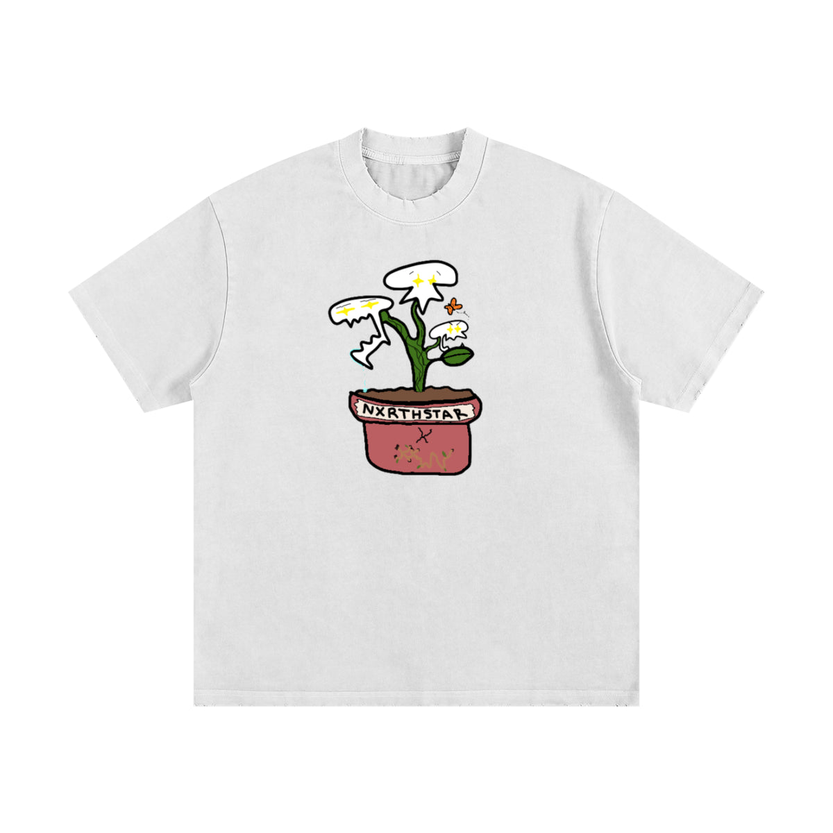 LC Planter Pot Tee in White — heavyweight 100% cotton unisex t-shirt, image 1